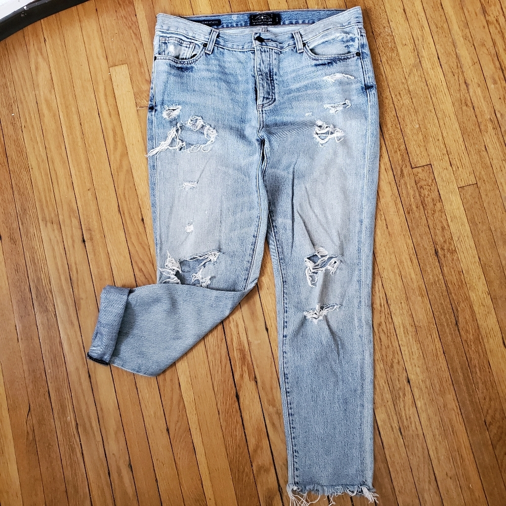 Lucky brand destroyed mid rise mom jeans 4 27 - Picture 1 of 12